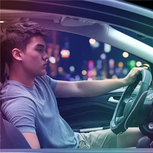 Colour Piping Leather Universal Fit Steering Wheel Cover, fit for 14.5-15 inches - Picture 2 of 7